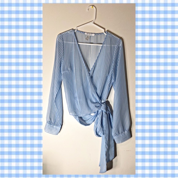 Long Sleeve Wrap Top Blouse - Picture 1 of 3